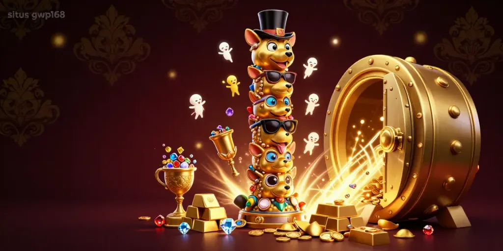 Menggali pengalaman bermain di situs gwp168 dengan kasino bergambar totem emas, berlian, dan harta karun.