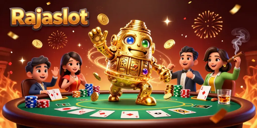 Rajaslot memberikan pengalaman bermain slot yang menyenangkan dengan karakter golem emas dan elemen permainan yang meriah.