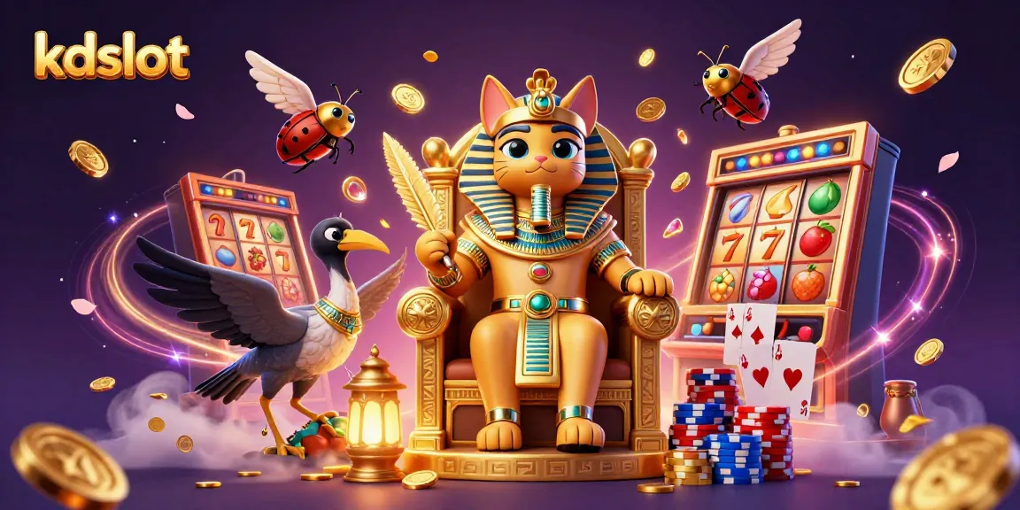 Engage with high-stakes excitement at kdslot, showcasing a vibrant scene of winning slot reels and animated characters.