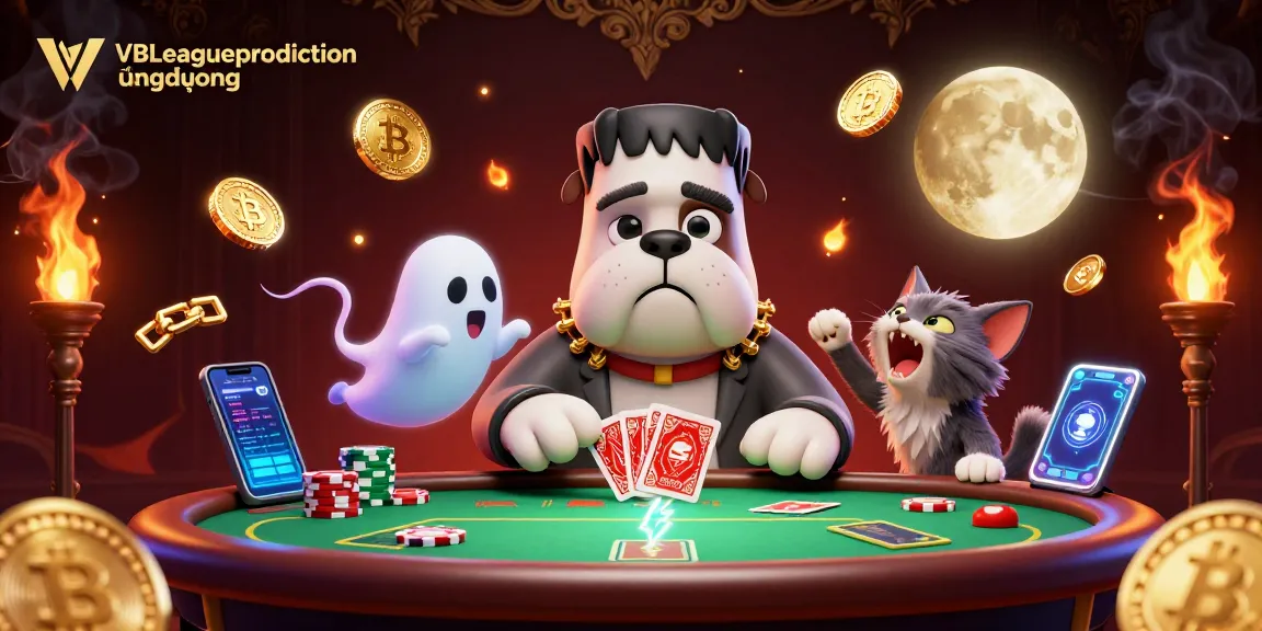 Engage with VBLeaguepredictionứngdụng as a bulldog dealer presides over a vibrant poker scene.